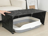 Cat Litter Box Enclosure Black PP Plastic Top Cover for Male Cats 1Set V1370-AZ4-18105