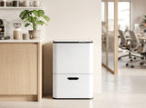 Cefito 63L Rubbish Bin 3 Compartment Carbon Steel Split Door Trash Can White RB-63L-3C-WH