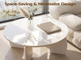 Artiss Coffee Table Set of 2 High Gloss Round Side Bedside Table Wood Living Room Cream FUR-S-COF1415-WH