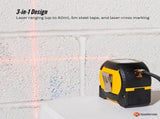 Tooleroo 60m Digital Laser Tape Measure 5m Steel Tape 3-in-1 Cross Marking V238-SUPDZ-41191861452880
