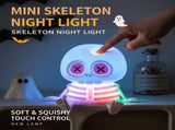 Adorable Mini Skull Night Light, Cute Halloween Decor with Squishy Silicone Body, Tap-Controlled RGB V1341-ZY-52DU9A9N-RGBLIGHT