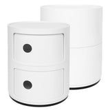 2 Layers Modern Bedside Table Bedroom Side End Stand Multi Functional Round Storage Unit V1294-YM0901-JY37179