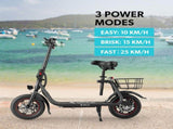 VALK Electric Scooter with Seat, Disc brakes, 12" Tyres, AU Compliant, for Adults, Teens, Commuter, V219-TRNESCVAM3KA