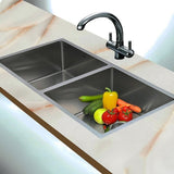 865x440mm Handmade Stainless Steel Undermount / Topmount Kitchen Sink with Waste V63-819493