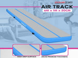 Powertrain Airtrack 20cm Thick 6m x 1m Inflatable Gymnastics Tumbling Mat Air Track - Blue IFM-XBO-006-BU