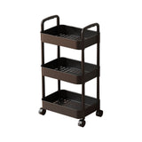 3-Tier Plastic Rolling Utility Cart with Handle, Multi-Functional Storage Trolley, Movable Storage V1192-AZ-W-22050