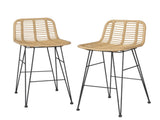 Gardeon 2x Outdoor Bar Stools Rattan Nature ODF-BA-TW-RATTAN-NA-X2