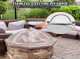 Fire Pit Spark Screen Round 20", Reinforced Heavy Duty Steel Metal Cover, Outdoor Firepit Lid, V952-HKWZ201BXGYXAIQ0HV0