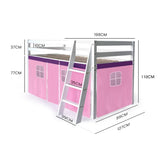 Kingston Slumber Wooden Kids Single Loft Bed Frame - Hiding Space Underneath with Interchangeable V219-BEDSBBKSL1WA