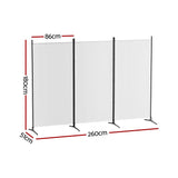 Artiss 3 Panel Room Divider Set of 2 Folding Privacy Screen Fabric Room Separator Partition White RD-D-PLY-260-WHX2