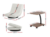 Artiss Floor Lounge 360&deg Swivel Foldable Sofa Chair and Side Table with Castors Set FLOOR-SET-03LIN-COF07