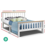 Artiss Bed Frame Double Size Wooden White PONY WBED-D-TC18-137-AB