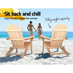 Gardeon Adirondack Outdoor Chairs Wooden Beach Chair Patio Furniture Garden Natural Set of 2 FF-BEACH-CHAIR-NTLX2