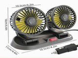 12V Dual Head Car Fan, High Wind for Dashboard, 2-Speeds Adjustable with Lighter Plug, Cools Driver V1370-AZ4-22699