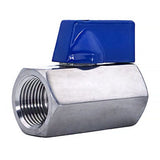 304 Stainless Steel Mini Ball Valve Double Female Thread Ball Valve Burr-Free for Non-corrosive V1370-AZ4-20304