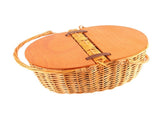 Woven Picnic Basket Durable Portable Wicker Hand Basket Rustic Fruit Basket with Lid for Outdoor V1294-YM0703-230711SM01-1