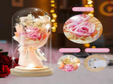 Preserved Flowers Gifts for Her,Preserved Rose Bouquet in Glass Dome, Light Up Rose Gifts Perfect V1366-AZ2-W-04271
