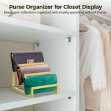 2PCS Purse Display Racks, 3-layer Wallet Display Stands, Gold Metal Clutch Purse Organizers for V1369-AZ3-W-08805