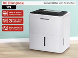 Dimplex Portable 12L Dehumidifier with Air Purifier in Black and White DC12DEPUR