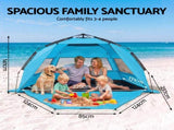 Weisshorn Beach Tent 3-4 Person Pop Up Sun Shade UPF 50 Automatic Outdoor Blue TENT-C-BEA-4-BL