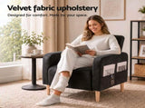 Artiss Reclining Armchair Velvet Sofa Bed Daybed Chair Single Chair Black UPHO-K-ARM-VEL-BK