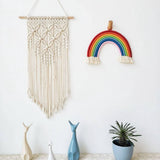 White Large Macrame Wall Hanging Inspired 16x27.6", Decor Wall Art, Wall Hanging Decor for Living V1366-AZ2-W-20048