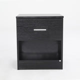 2X Bedside Table Side Storage Cabinet Nightstand Bedroom 1 Drawer 1 Shelf ELLA - BLACK V274-FT-BEDT-2DC05-BK2