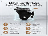 2.5 Inch Heavy Duty Nylon Castor Wheels Set 4 with Brake V63-954981