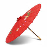 6x PARASOL UMBRELLA Chinese Japanese Bamboo Flower Pattern 80cm Large BULK - Red V563-6XBR-PARUMB-RED