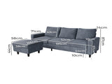 Levede L-shaped Sectional Sofa Lounge Chaise Set SOFABED1007-GY