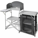 Aluminium Foldable Camping Cooking Kitchen Picnic Cupboard Bench Table Windshield V610-CAMPKIT011