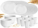 Camping Plates Cups and Bowls Set Green Reusable Microwave Safe Lightweight Unbreakable Plastic V1107-122-29070-PNK-32PCS