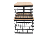 2PCS Metal Trash Bag Holder with Wood Lid Wall Hanging Or Desktop Garbage Bag Roll Dispenser Large V1294-YM0901-3117250131011