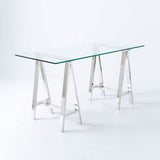 Stainless Steel & Glass Venus Office Desk Table V1041-DT-1154