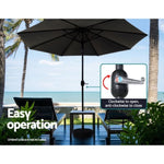 Instahut 2.7m Outdoor Umbrella w/Base Pole Stand Garden Beach Black UMB-POLE-27-TIL-BK