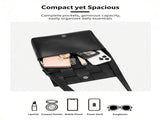 Women's Woven Crossbody Bag - Multi-Compartment Square Shoulder Bag with Fashionable Plaid Design V1258-BAG-10-60384-BLK