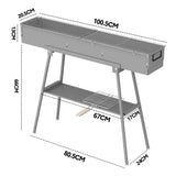 Portable Charcoal Grill Rectangular Folding Stainless Steel BBQ Grill L100xW18cm For Skewer and V985-PORTABLEGRILL