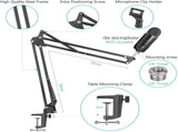 Microphone Radio Broadcasting Stand with 3/8"to 5/8" Screw Adapter and Windscreen Pop Filter V178-14766
