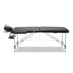 Zenses Massage Table 70cm Portable 2 Fold Aluminium Beauty Bed Black MT-ALUM-2FOLD-BK-70