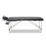 Zenses Massage Table 70cm Portable 2 Fold Aluminium Beauty Bed Black MT-ALUM-2FOLD-BK-70