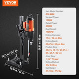 Diamond Core Drilling Machine, 10in Wet Concrete Core Drill Rig with Stand Wheels, 750RPM Speed & V952-LSJGSZKJYCW104M3IV3