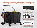 Shopping Cart, Folding Grocery Utility Cart with Dual Baskets, Waterproof Liner & Wheels, 45 KG V952-XYC2ZDSTCSJSJVKLW001V0