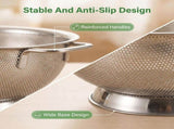 Stainless Steel Mesh Kitchen Strainer, Food Sieve with Riveted Handles and Ring Base for Pasta, V1189-LC-AMZ-00079