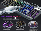 104 Keys Wireless Gaming Keyboard Mouse SetMouse Pad, RGB LED Backlit PC/Laptop Black-Rainbow V201-W10877049