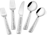 Hammered Silverware Set, 40-Piece Stainless Steel Square Flatware Set for 8, Food-Grade Tableware V1258-DP02-C-44