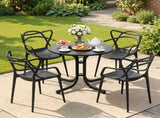 Gardeon 5PCS Outdoor Dining Set Table and Chairs Garden Patio Furniture Entwine Black ODF-DIN-5STFD-601-BK