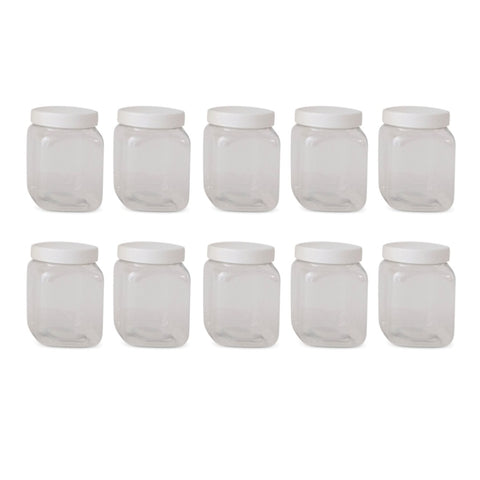 10x 250g Plastic Honey Jars + Lids - Square Clear Food Grade Packaging Containers V238-SUPDZ-32706696183888