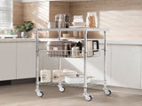 Kitchen Utility Cart, 3 Tiers, Wire Rolling Cart with 213kg Capacity, Steel Service Cart on Wheels, V952-LLCFTCCB20X24IGJ4V0