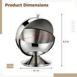 2PCS Stainless Steel Sugar Bowls with Roll Top Lid, 5.1" x 6.3" Sugar Cube Holder Set, Spherical V1369-AZ3-W-08835