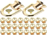 25 Pairs Mini D Ring Handbag Making Accessories - Alloy Hardware Golden 360 Degree Rotatable Ball V1192-AZ-W-21473
